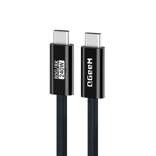 Qgeem QG05 Type-C to Type-C USB5 PD Data Kablosu 240W 80Gbps 8K@60Hz 1.2 Metre Siyah