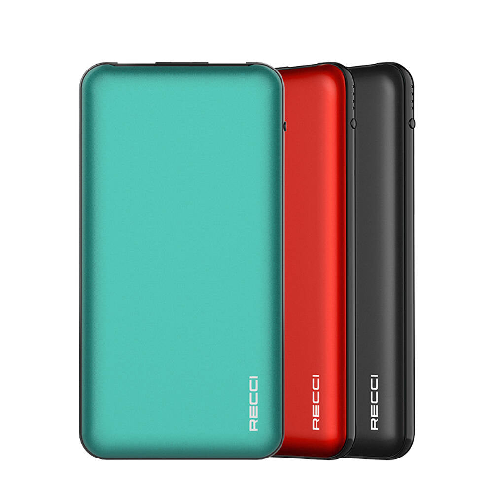 Recci RPB-P05 Greeny Serisi LED Işık Göstergeli Hızlı Şarj Özellikli Taşınabilir Powerbank 22.5W 10000mAh Kırmızı