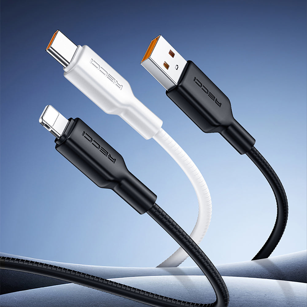 Recci RS46C USB-A to Type-C 2.4A Hızlı Şarj Özellikli Data ve Şarj Kablosu 100W 1.2M Siyah