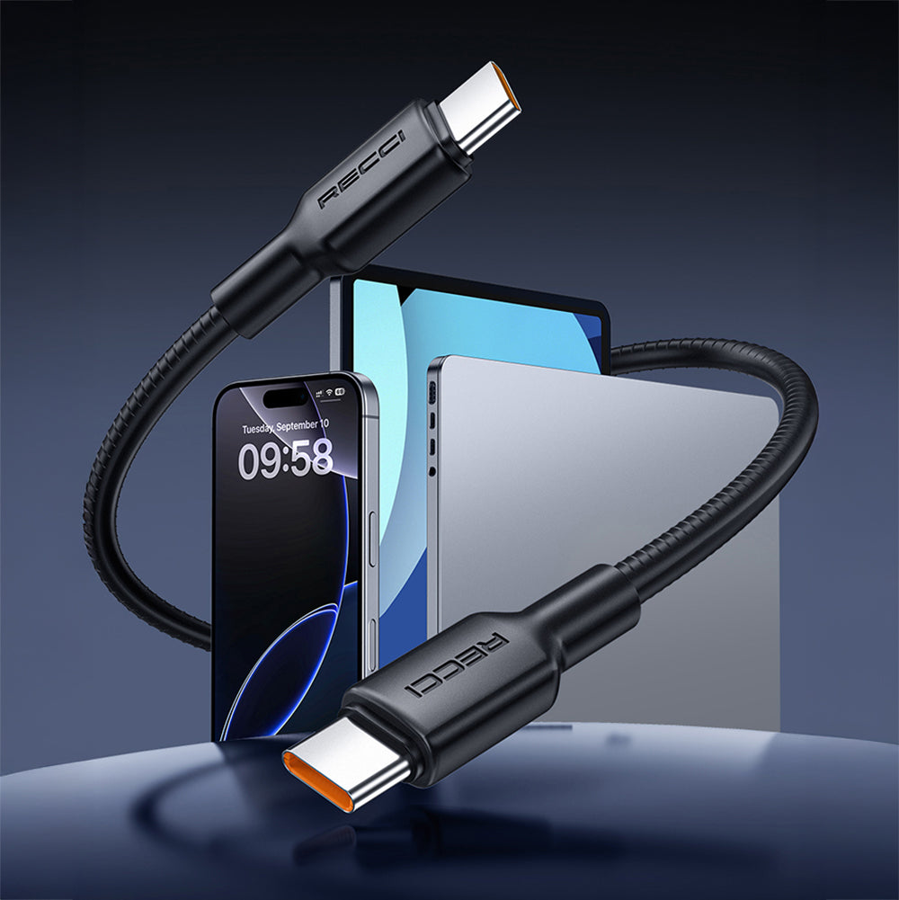 Recci RS46C USB-A to Type-C 2.4A Hızlı Şarj Özellikli Data ve Şarj Kablosu 100W 1.2M Beyaz