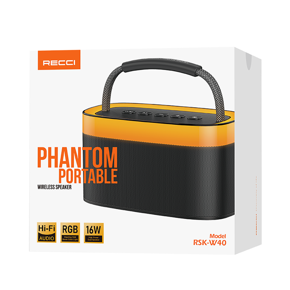 Recci RSK-W40 Phantom Serisi Taşınabilir Kablosuz Bluetooth Hoparlör Beyaz