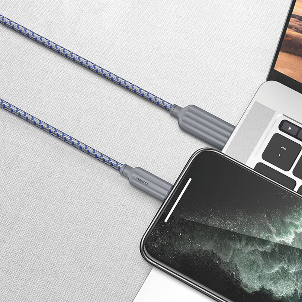 Recci RTC-N23M 2.4A Hızlı Şarj Özellikli Micro to USB-A Kablo 1M Gri