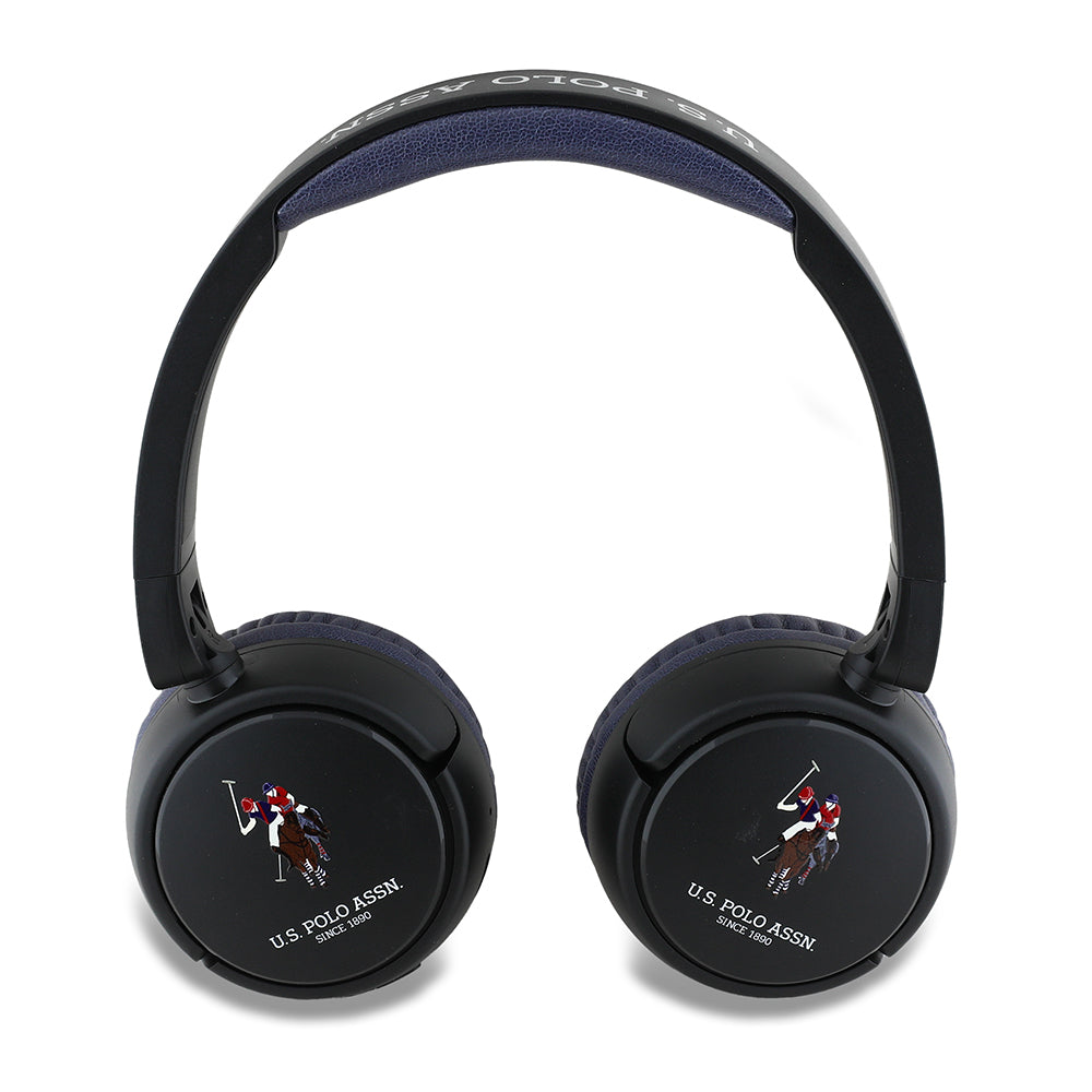 U.S Polo Assn. Orjinal Lisanslı Katlanabilir Ayarlanabilir Baskı Logolu Kulak Üstü Bluetooth Kulaklık v5.3 Siyah