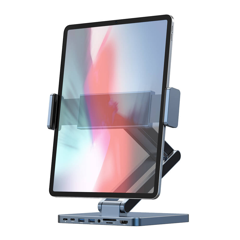Wiwu AH801 8in1 HDMI (4K@60Hz) Girişli Type-C Hub Bağlantı İstasyonlu Ayarlanabilir Tablet Standı Gri