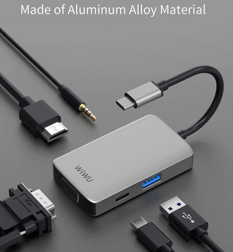 Wiwu Alpha 513HVP Type-C VGA Adaptörü Gümüş