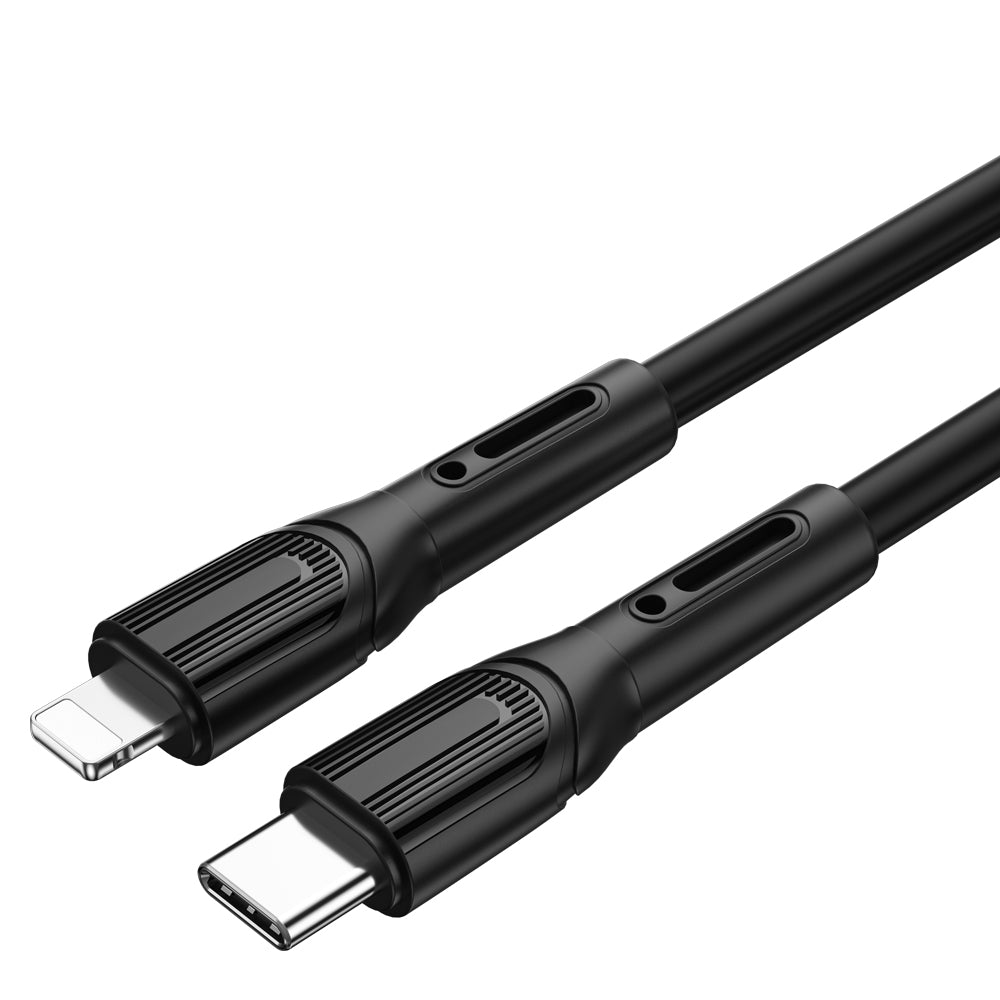 Wiwu Armor Wİ-C005 Kablo Ucu Korumalı Tasarım 20W Hızlı Şarj Özellikli Type-C to Lightning PD Kablo 1M Siyah