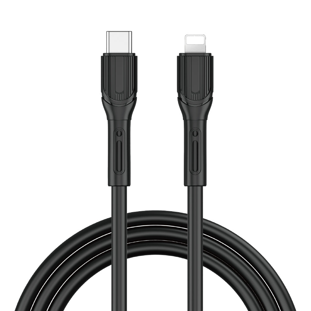 Wiwu Armor Wİ-C005 Kablo Ucu Korumalı Tasarım 20W Hızlı Şarj Özellikli Type-C to Lightning PD Kablo 1M Siyah