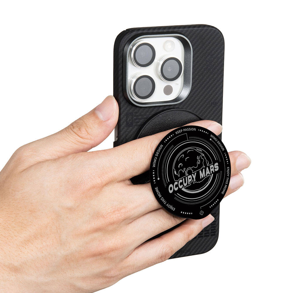 Wiwu B1 Magnetik Özellikli Occupy Mars Tasarımlı Parmak Ring Stand Siyah