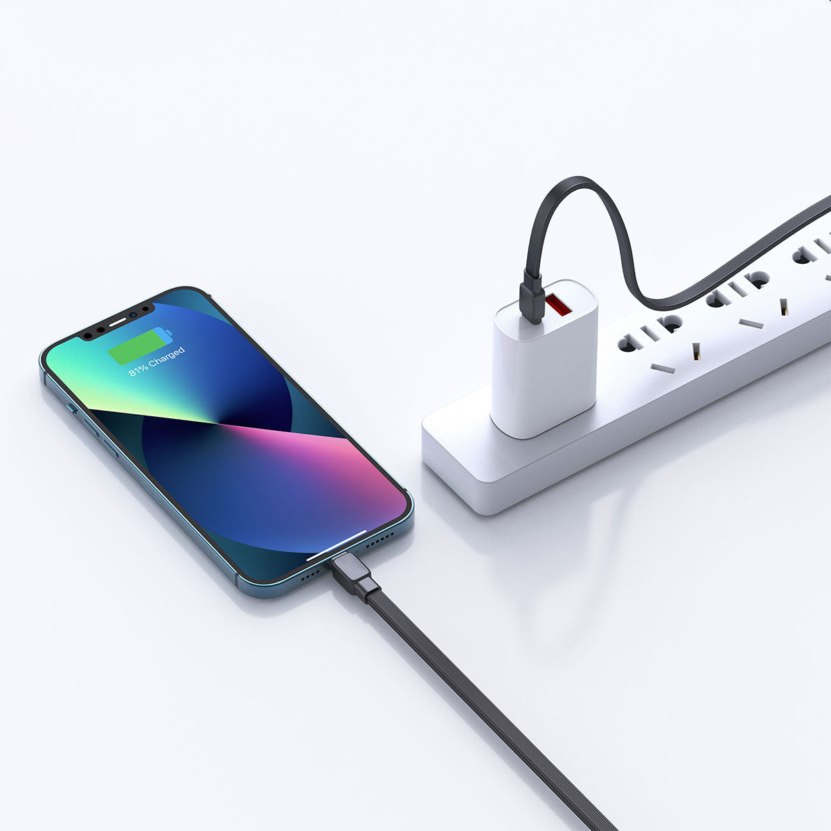 Wiwu Bravo Wİ-C004 Yassı Tasarım 20W Hızlı Şarj Özellikli Type-C to Lightning PD Kablo 1M Beyaz