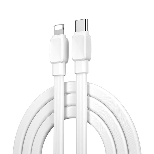 Wiwu Bravo Wİ-C004 Yassı Tasarım 20W Hızlı Şarj Özellikli Type-C to Lightning PD Kablo 1M Beyaz
