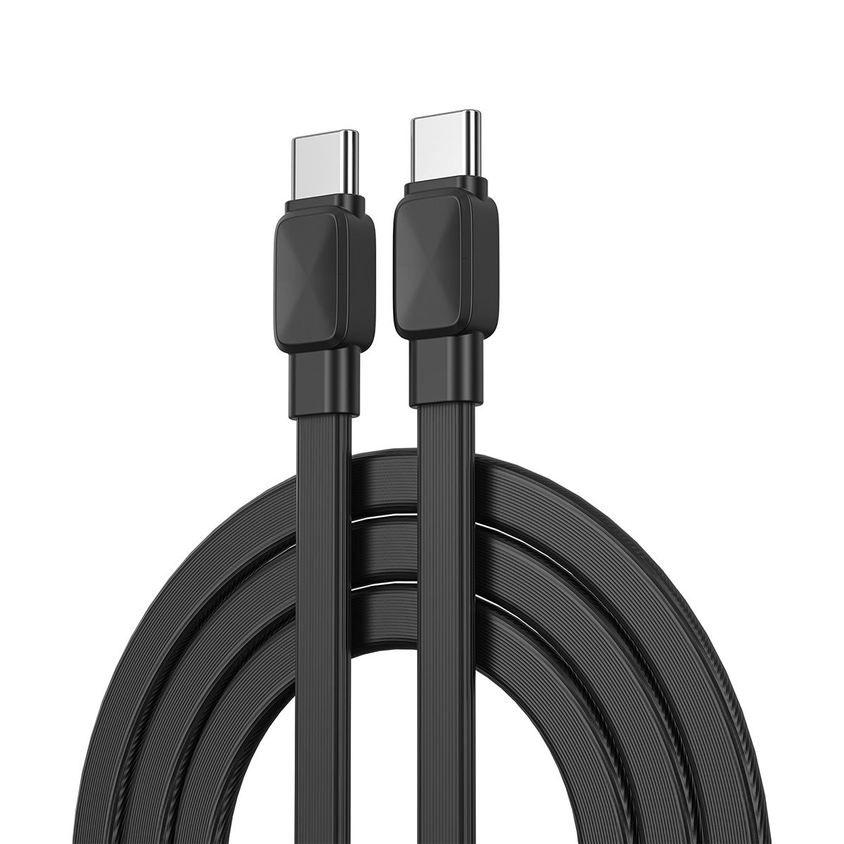 Wiwu Bravo Wİ-C004 Yassı Tasarım 60W Hızlı Şarj Özellikli Type-C To Type-C PD Kablo 1M Beyaz