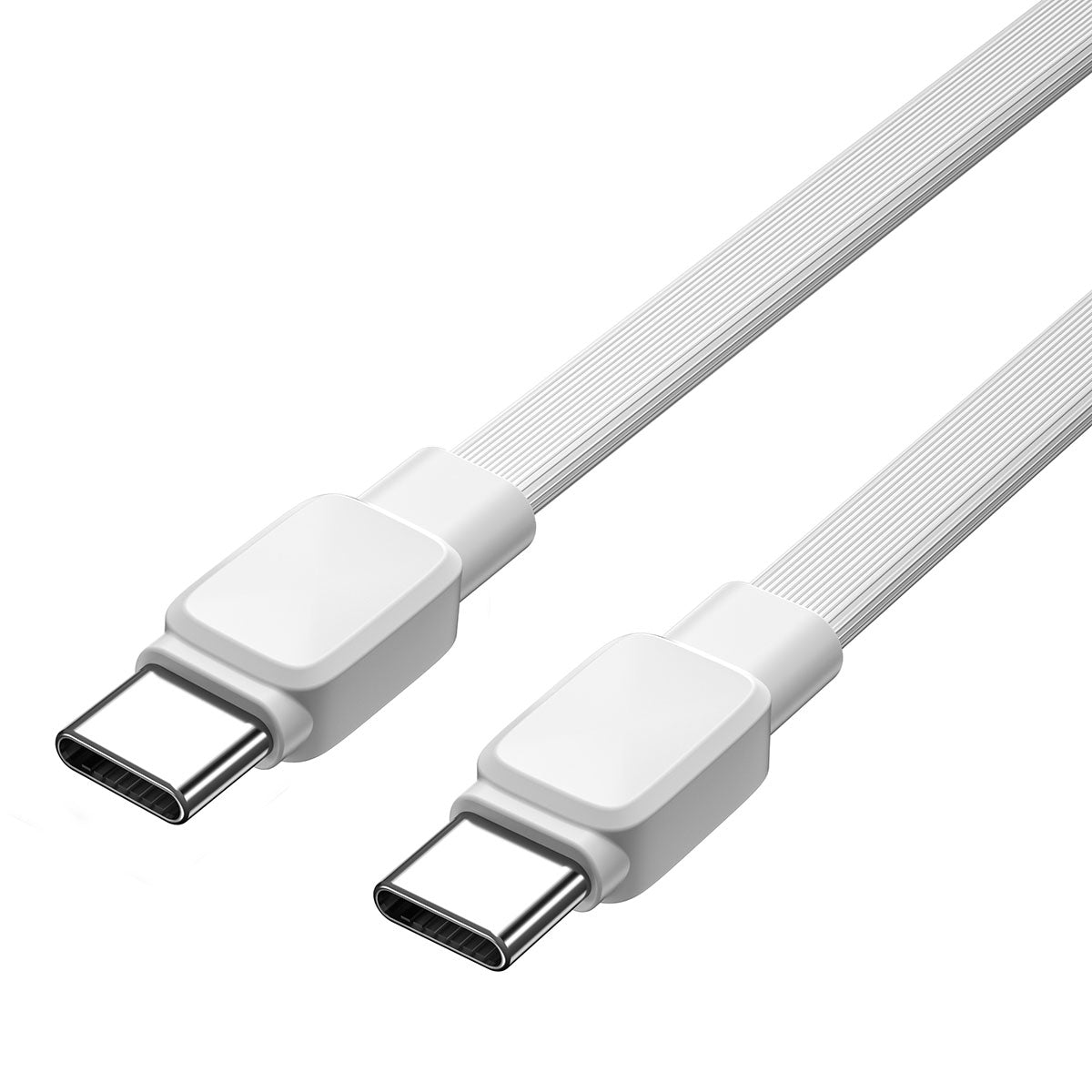 Wiwu Bravo Wİ-C004 Yassı Tasarım 60W Hızlı Şarj Özellikli Type-C To Type-C PD Kablo 1M Beyaz