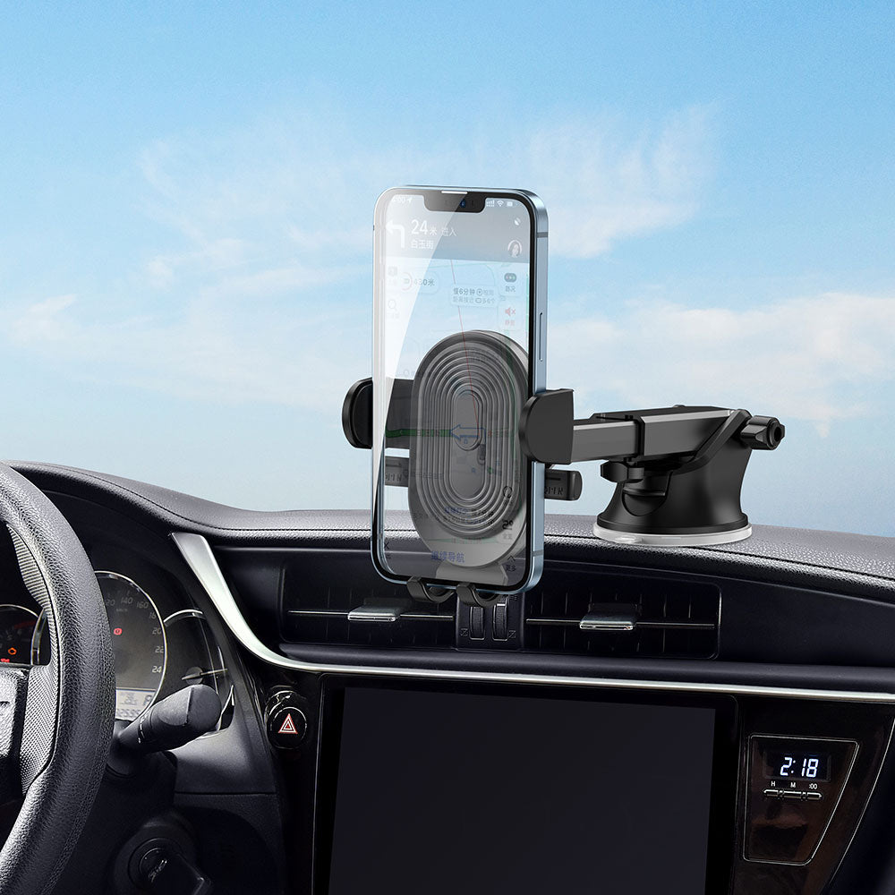 Wiwu CH012 Otomatik Mekanizmalı Vantuzlu Tasarım Araç Telefon Tutucu Siyah