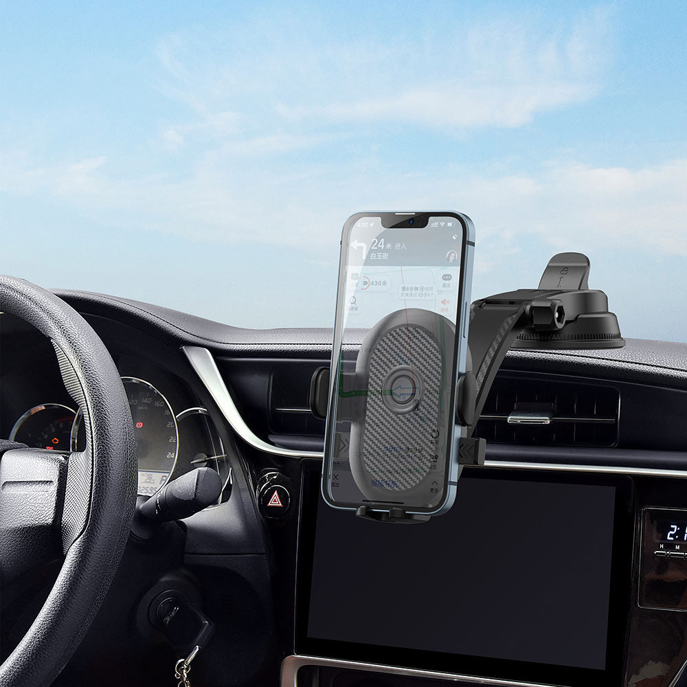 Wiwu CH014 Otomatik Mekanizmalı Vantuzlu Tasarım Araç Telefon Tutucu Siyah