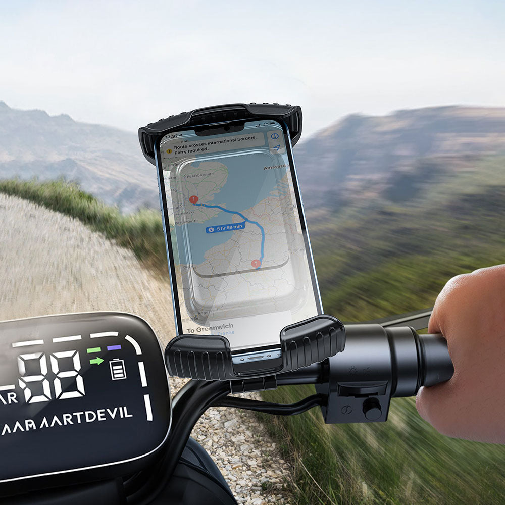 Wiwu CH037 Sarsıntı Önleyici 360° Derece Dönebilen Ayarlanabilir Motosiklet ve Bisiklet Telefon Tutucu Siyah