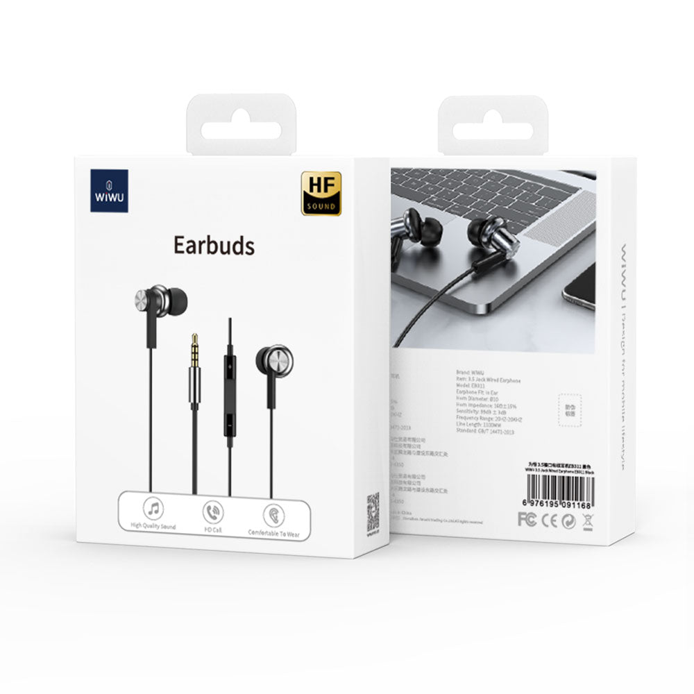 Wiwu EB311 Hi-Fi Ses Kaliteli 3.5mm Kulakiçi Kulaklık Siyah