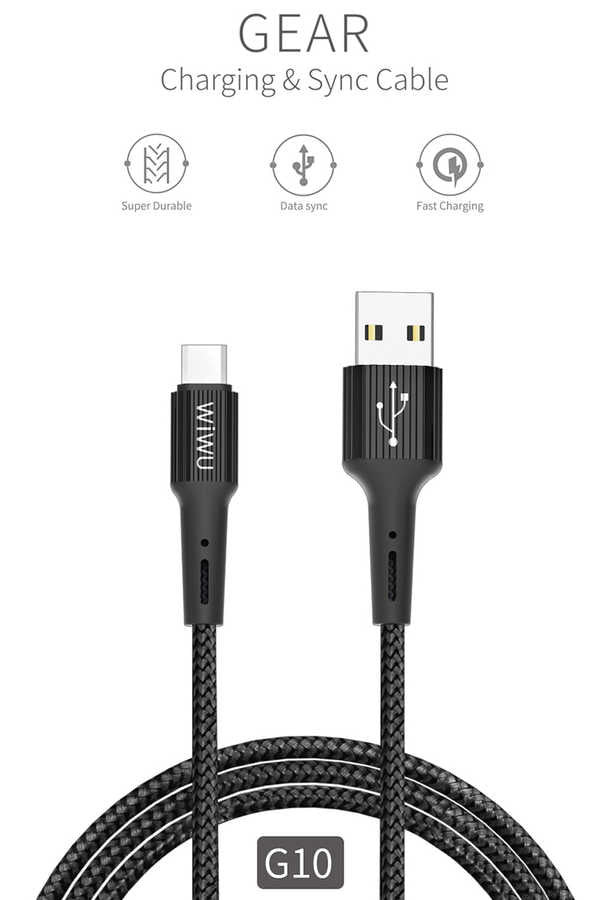 Wiwu G10 Gear Charging Micro Kablo Siyah