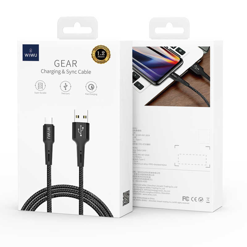 Wiwu G10 Gear Charging Micro Kablo Siyah