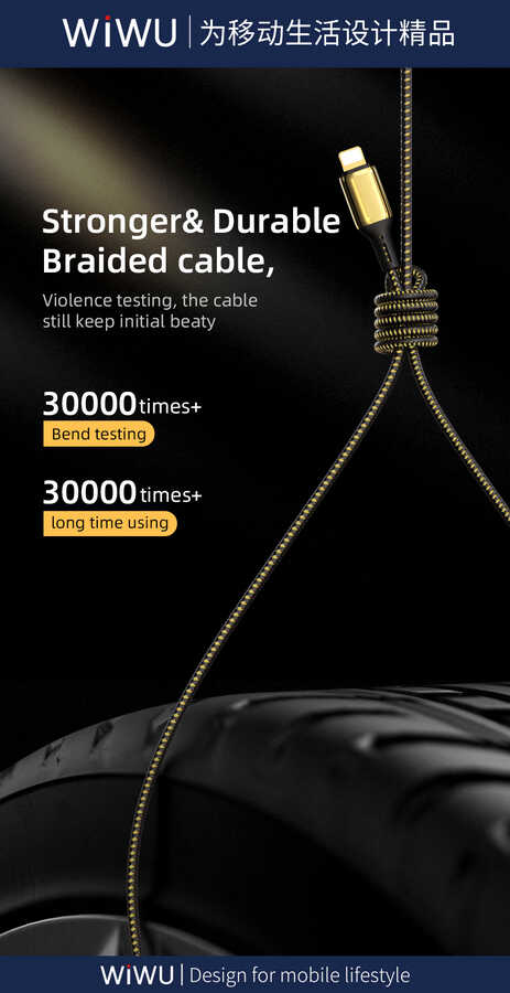 Wiwu Golden Series GD-103 Lightning To PD Data Kablo 3M Gold