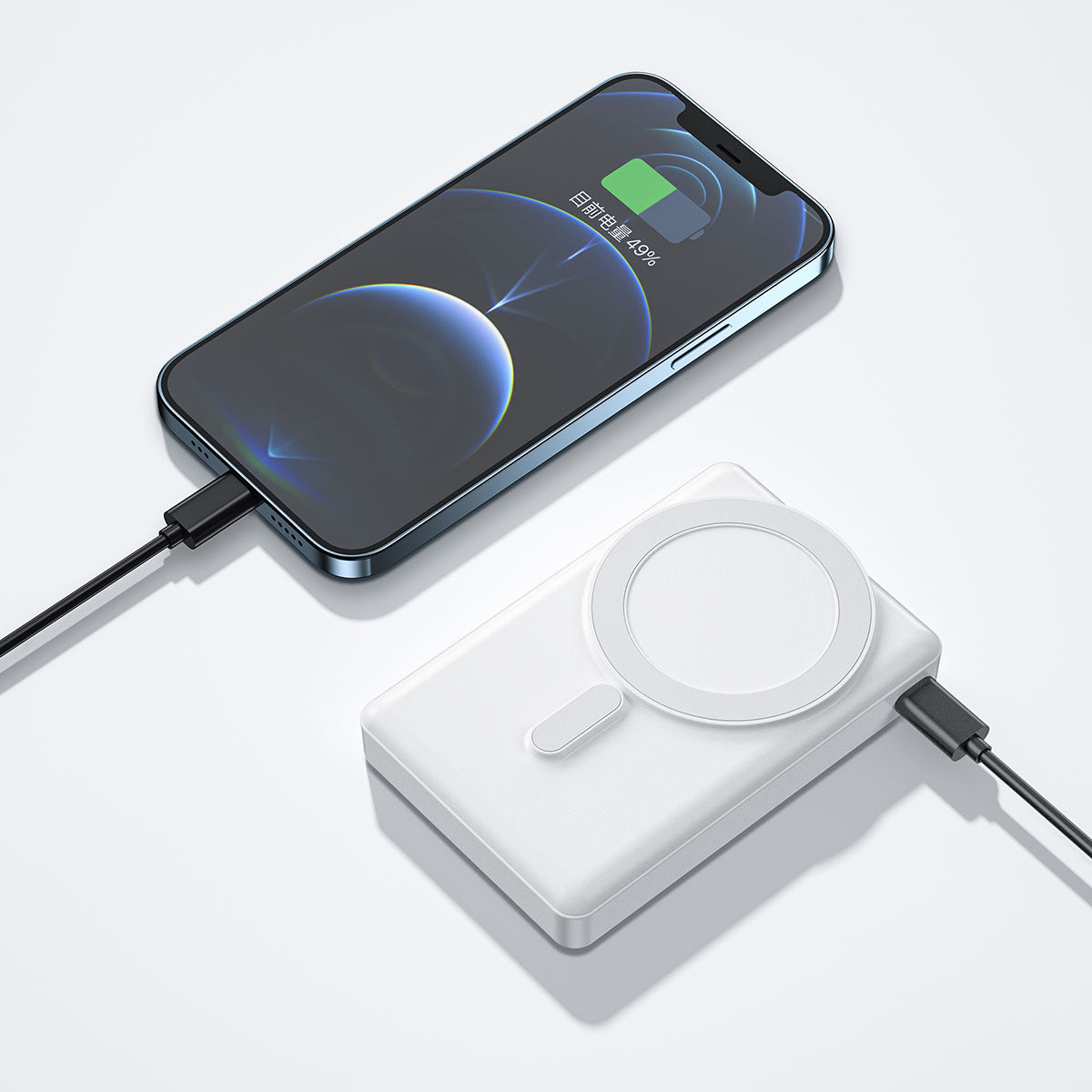 Wiwu JC-20 Hızlı Şarj Özellikli Standlı Magsafe Wireless Transparan Powerbank 15W 10000mAh Beyaz
