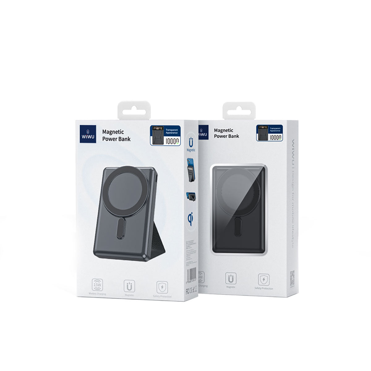 Wiwu JC-20 Hızlı Şarj Özellikli Standlı Magsafe Wireless Transparan Powerbank 15W 10000mAh Beyaz