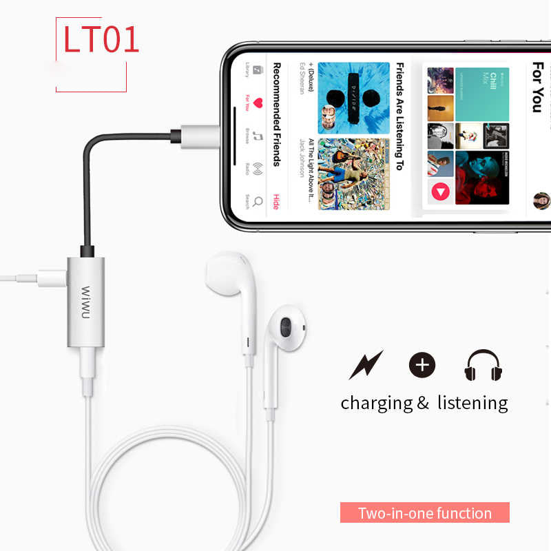 Wiwu LT01 Lightning Ses Adaptörü Gri