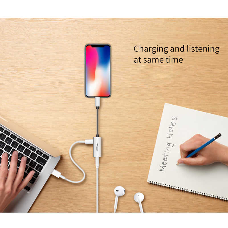 Wiwu LT01 Lightning Ses Adaptörü Gri