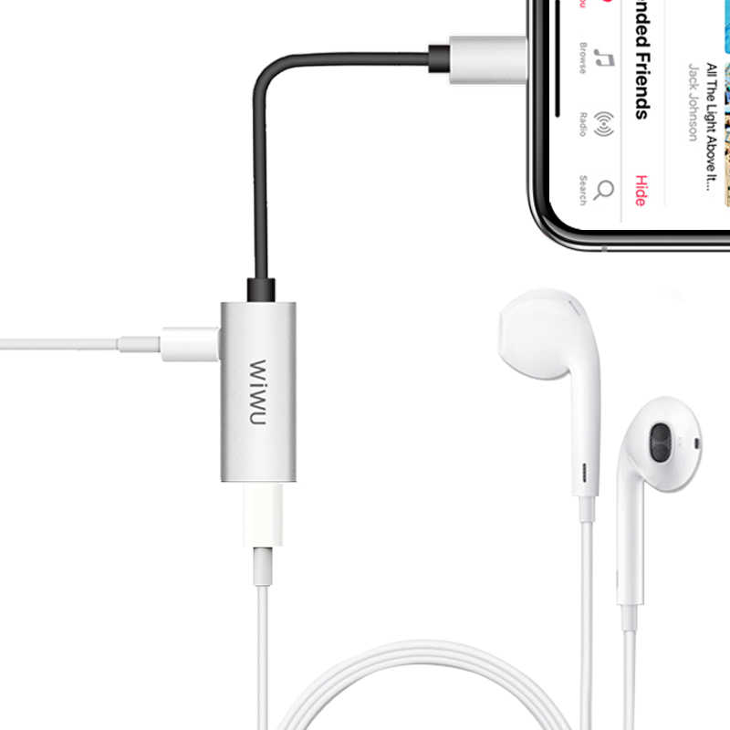 Wiwu LT02 Plus Lightning Ses Adaptörü Gri