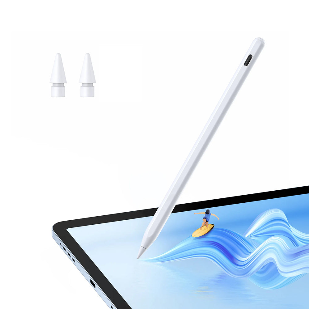 Wiwu Pencil A03 Kablosuz Şarj Özellikli Avuç İçi Reddi (Palm Rejection) ve Eğim Hassasiyeti Özellikli Dokunmatik Kalem Beyaz
