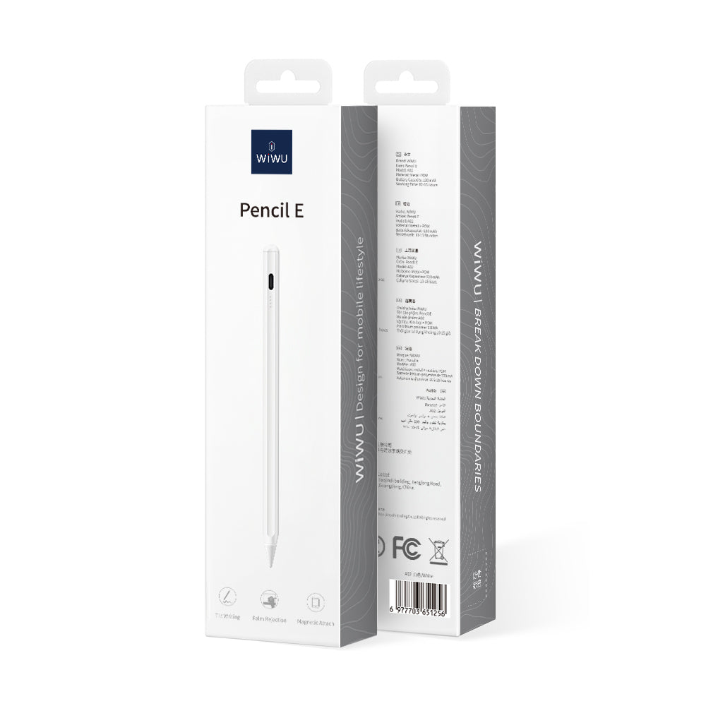 Wiwu Pencil E A02 Avuç İçi Reddi (Palm Rejection) ve Eğim Hassasiyeti Özellikli Dokunmatik Kalem Beyaz