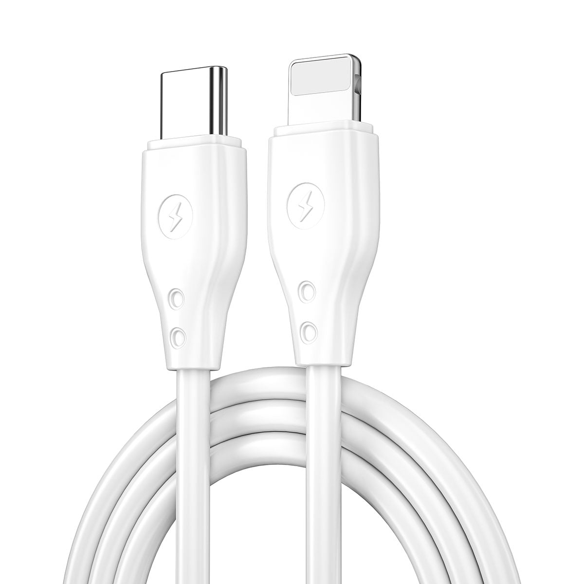 Wiwu Pioneer Wİ-C002 Ultra Esnek 30W Hızlı Şarj Özellikli Type-C to Lightning PD Kablo 1M Beyaz