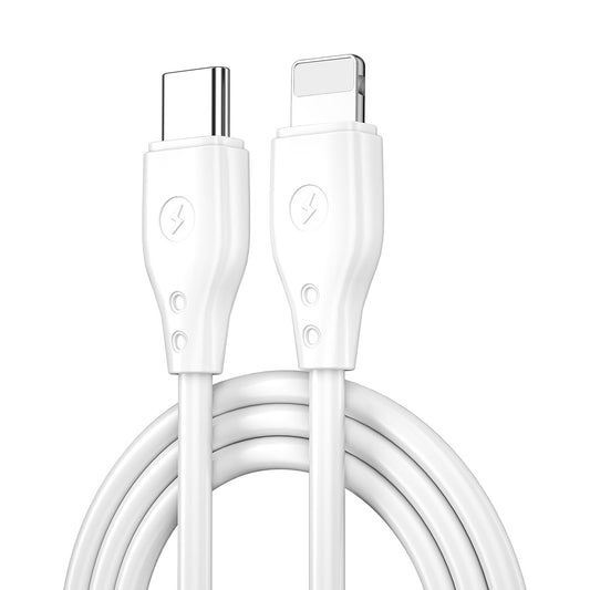 Wiwu Pioneer Wİ-C002 Ultra Esnek 30W Hızlı Şarj Özellikli Type-C to Lightning PD Kablo 1M Beyaz