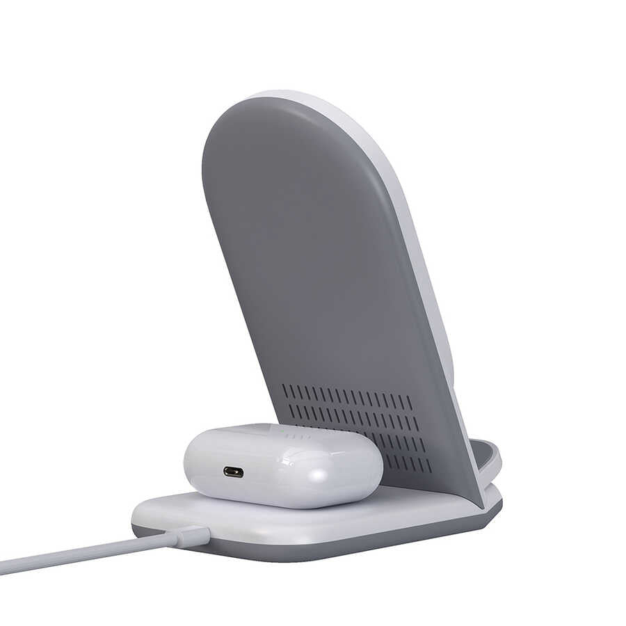 Wiwu Power Air 2 in 1 Kablosuz Şarj Standı Beyaz