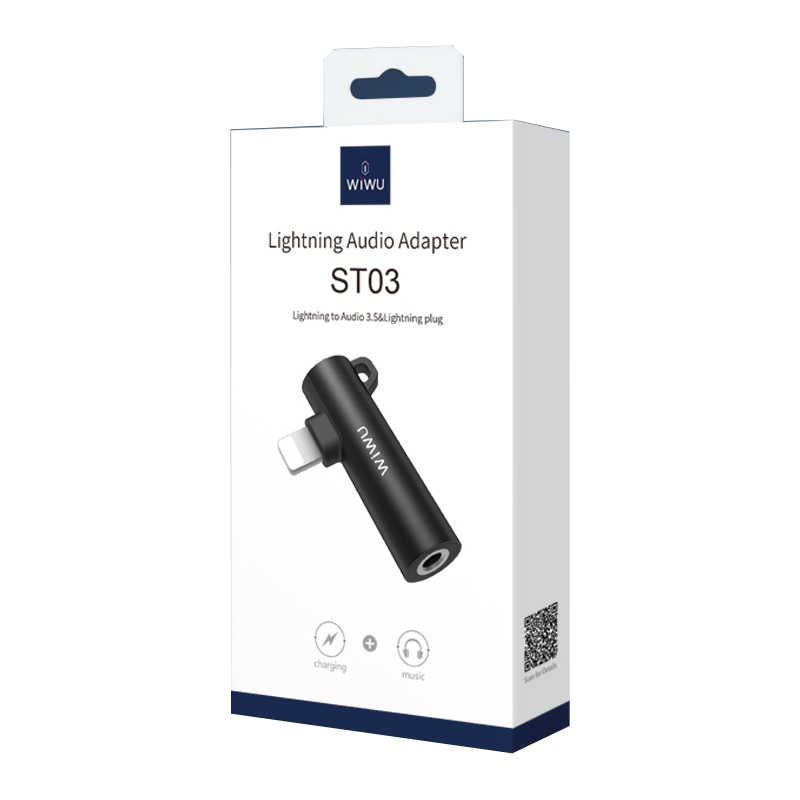 Wiwu ST03 Lightning Ses Adaptörü Siyah