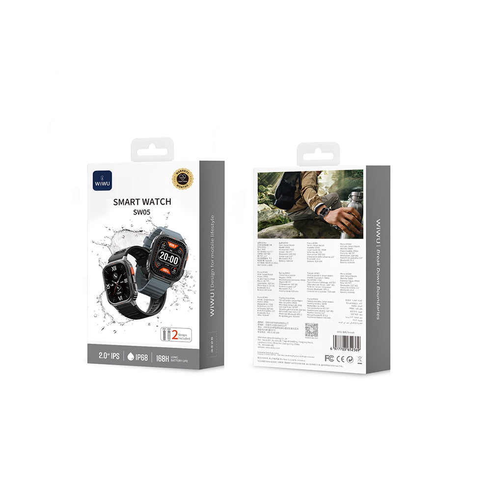 Wiwu SW05 Smart Watch İOS ve Android Uyumlu TFT Ekranlı IP68 Sertifikalı Akıllı Saat Siyah