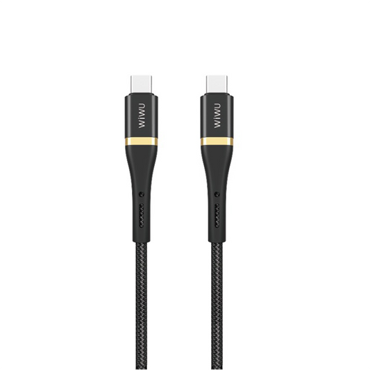 Wiwu Wi-C010 Elite Serisi Type-C to Type-C Hızlı Şarj Özellikli Data ve Şarj Kablosu 100W 2m Siyah