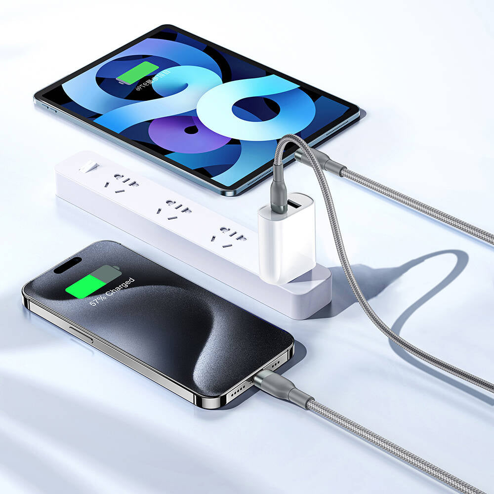 Wiwu Wi-C029 Concise Serisi 2in1 Type-C to Lightning PD Data ve Şarj Kablosu 100W 1.2M Gri