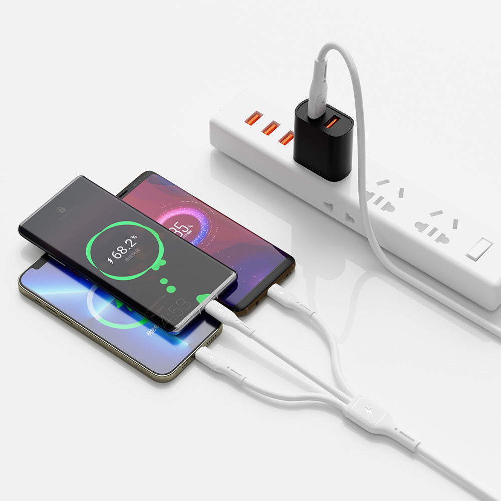 Wiwu Wi-C046E Starlink Serisi 3in1 USB-A to Lightning – Type-C – Micro Şarj ve Data Kablosu 60W 1.2M Siyah