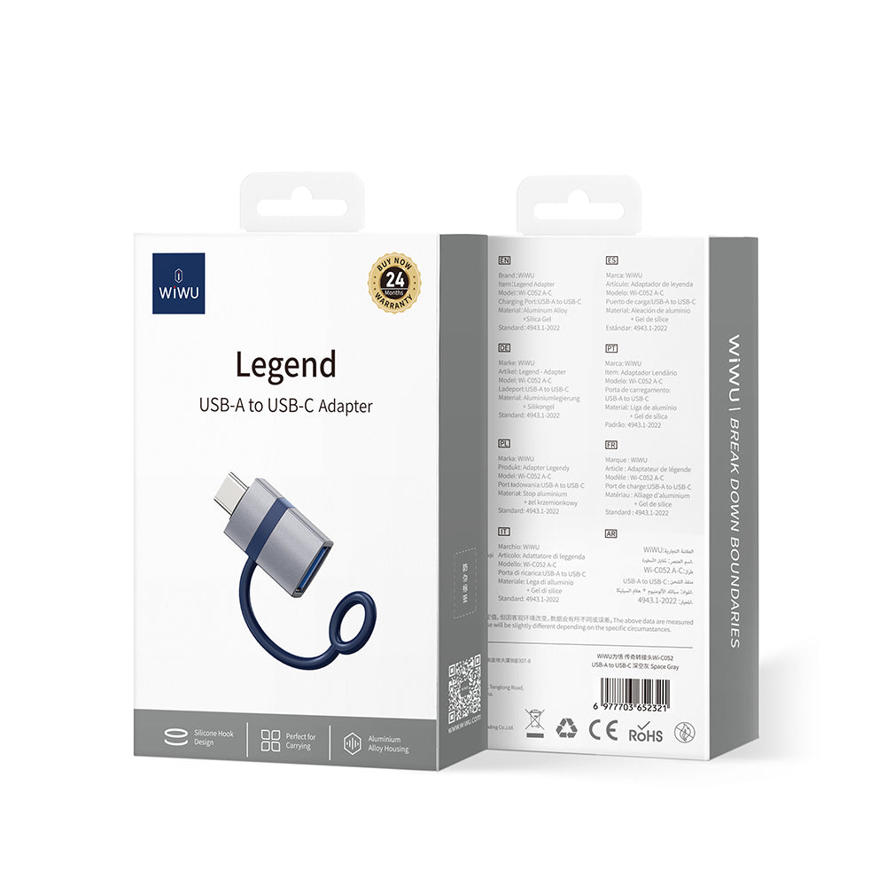 Wiwu Wi-C052 USB to Type-C Çevirici OTG Gri