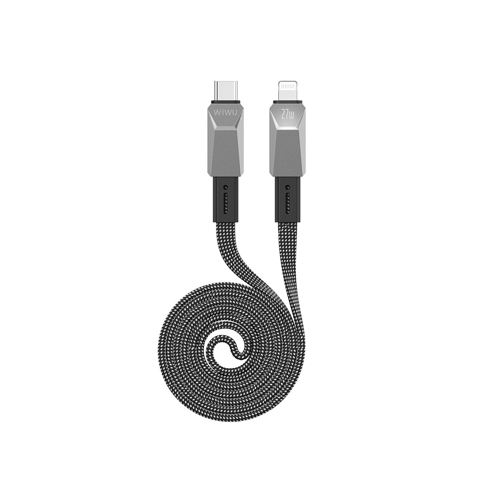 Wiwu Wi-C077 Cyberlink Serisi Type-C to Lightning Hızlı Şarj Özellikli Data ve Şarj Kablosu 27W 1M Gümüş