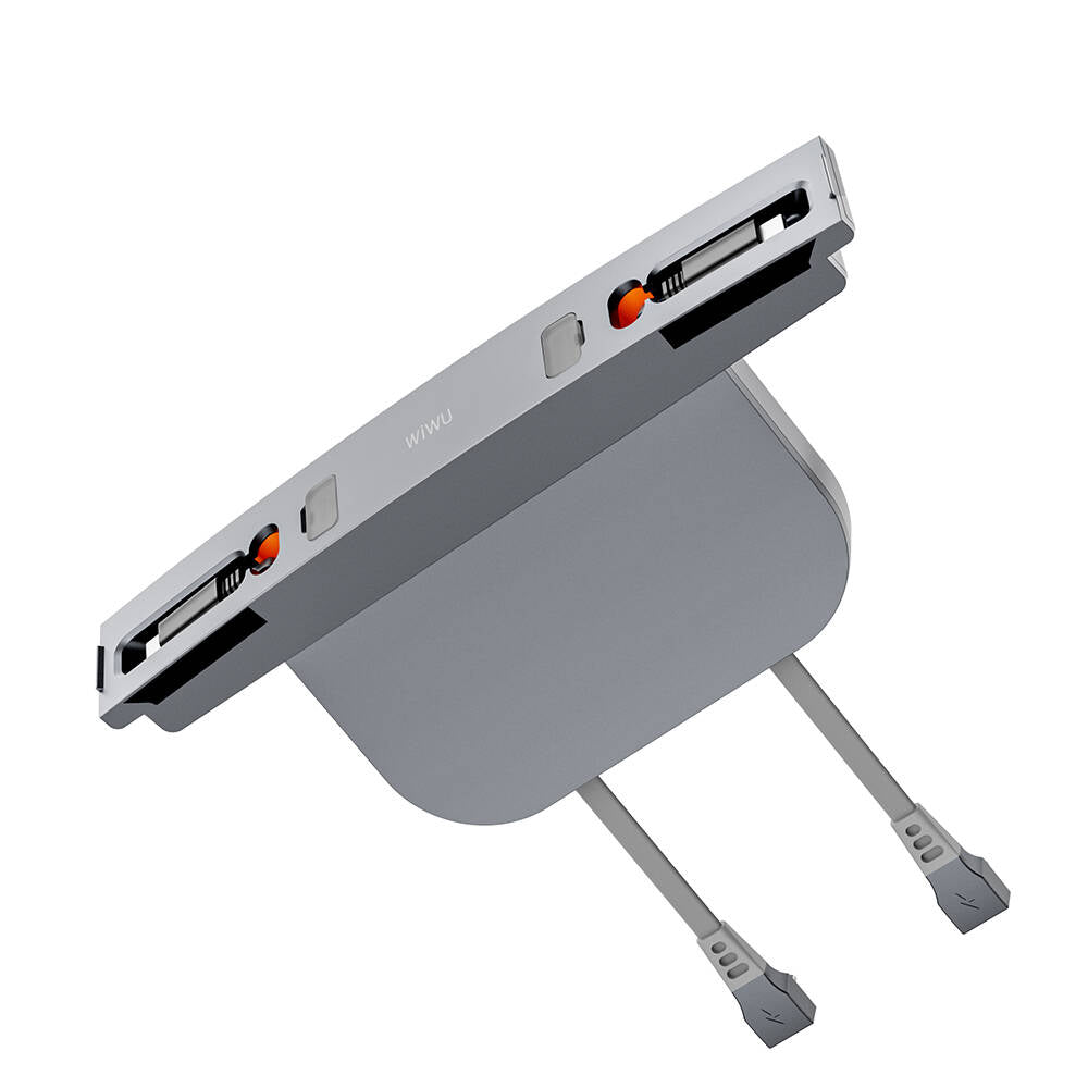 Wiwu Wi-DS001 Tesla Uyumlu Type-C Lightning USB-A Akıllı Araç İçi Şarj İstasyonu 60W Gri