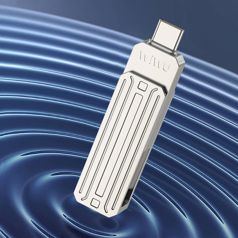 Wiwu Wi-FD001 3in1 USB3.2 Sürücü Disk USB-A + Lightning + Type-C OTG 128 GB Gümüş