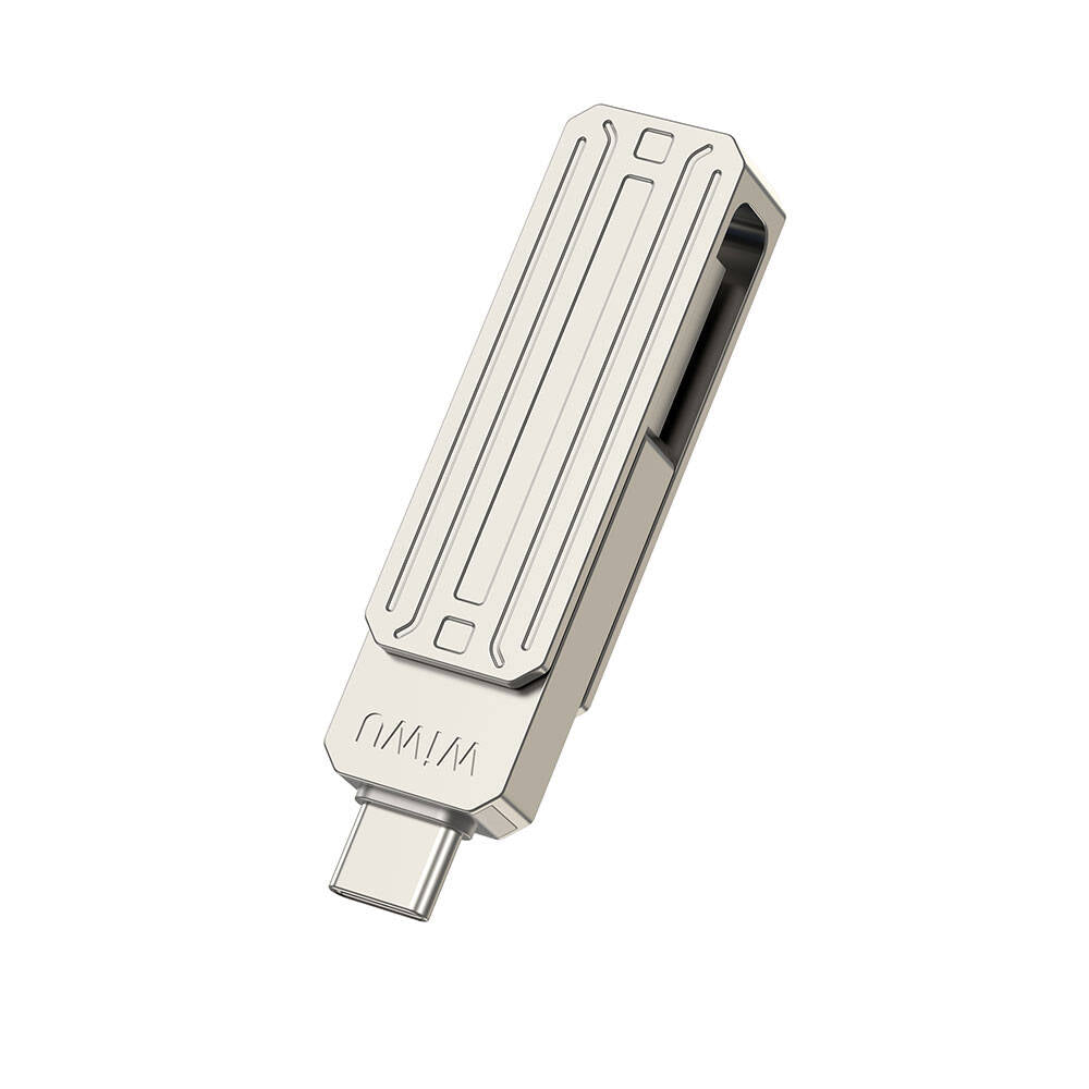 Wiwu Wi-FD001 3in1 USB3.2 Sürücü Disk USB-A + Lightning + Type-C OTG 128 GB Gümüş