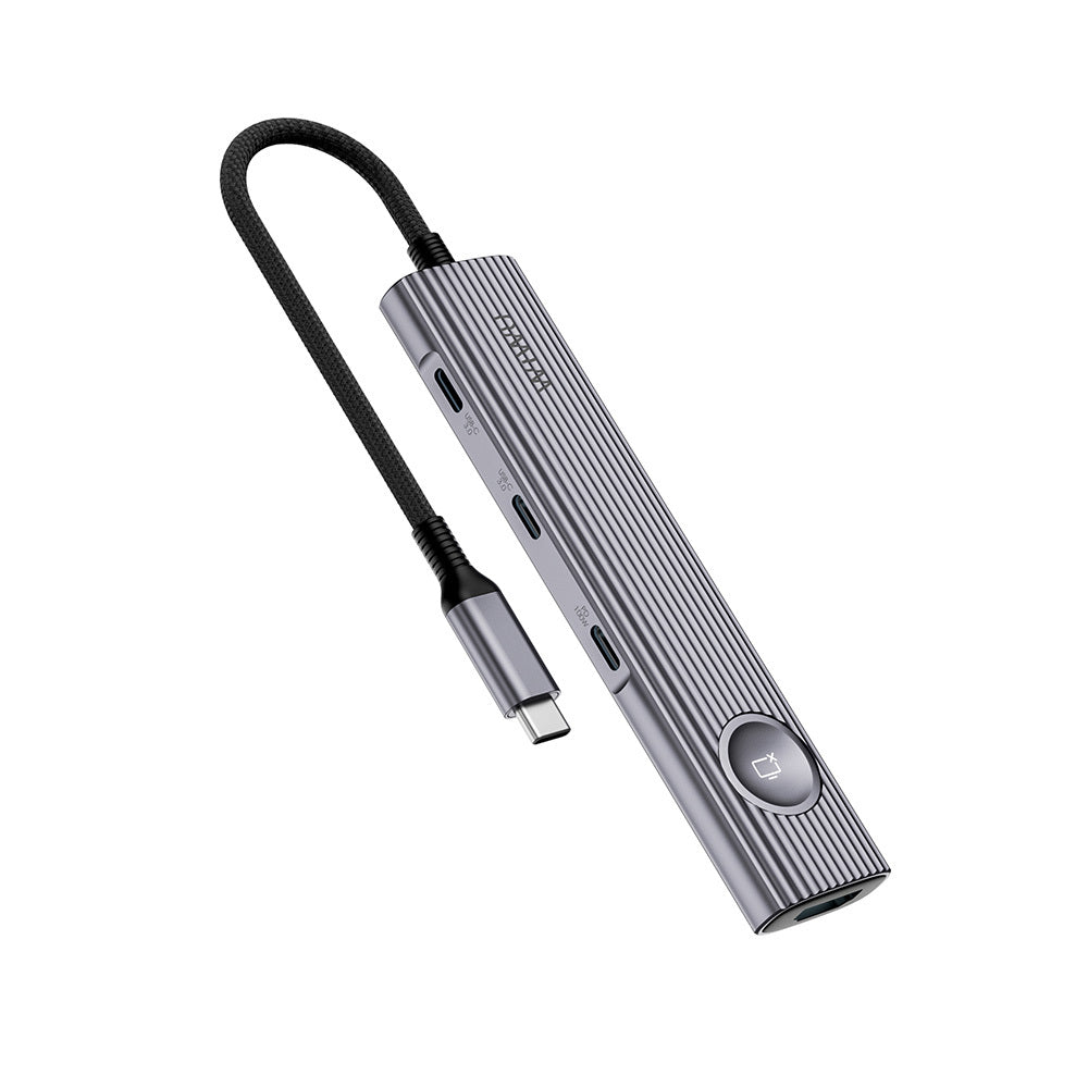 Wiwu Wi-HB8001 Travel Serisi 8in1 HDMI (4K@60Hz) Girişli 100W PD Type-C Hub Bağlantı İstasyonu Gri