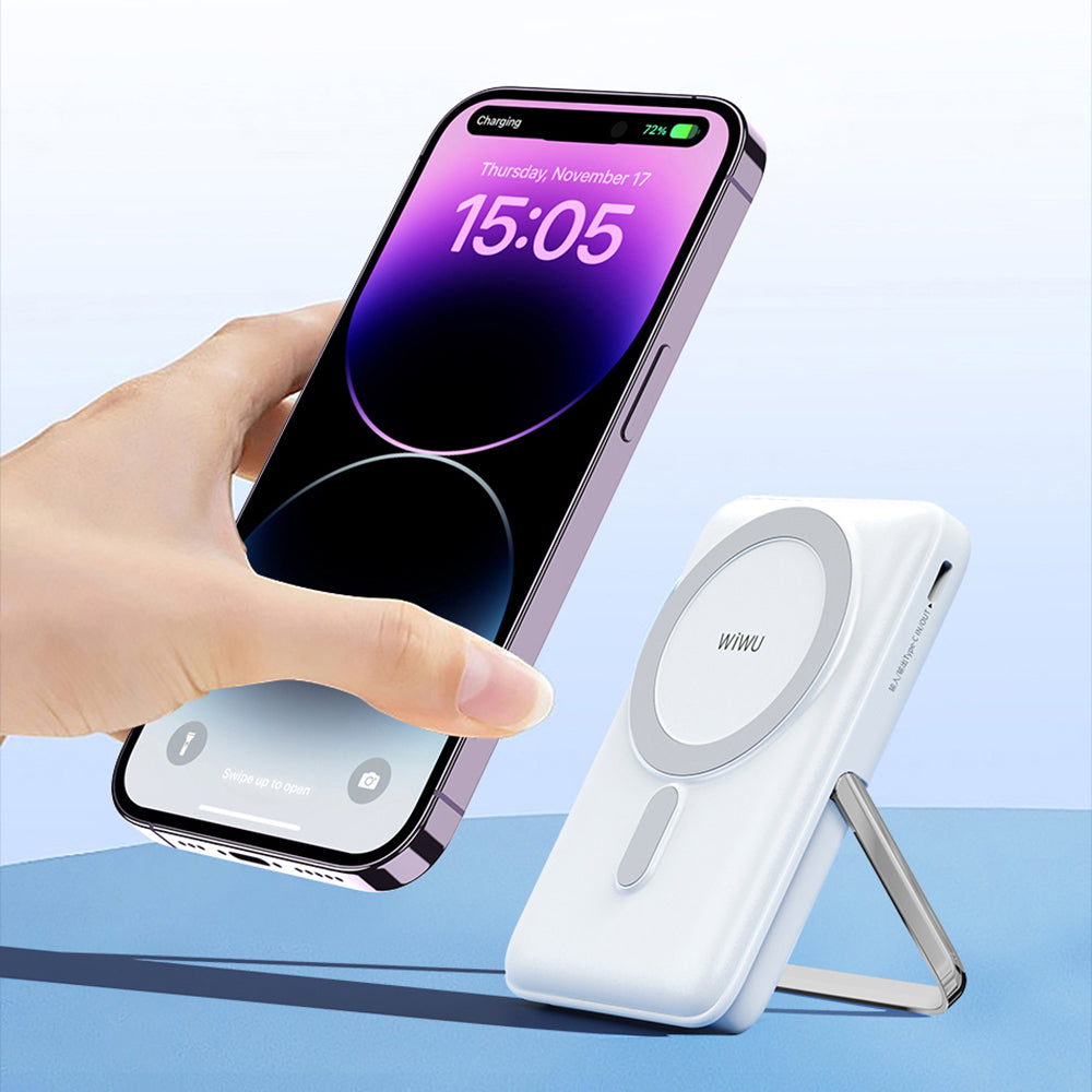 Wiwu Wi-P011 Gentleman Serisi LED Işık Göstergeli Standlı Kablosuz Powerbank 10.000mAh 15W Siyah