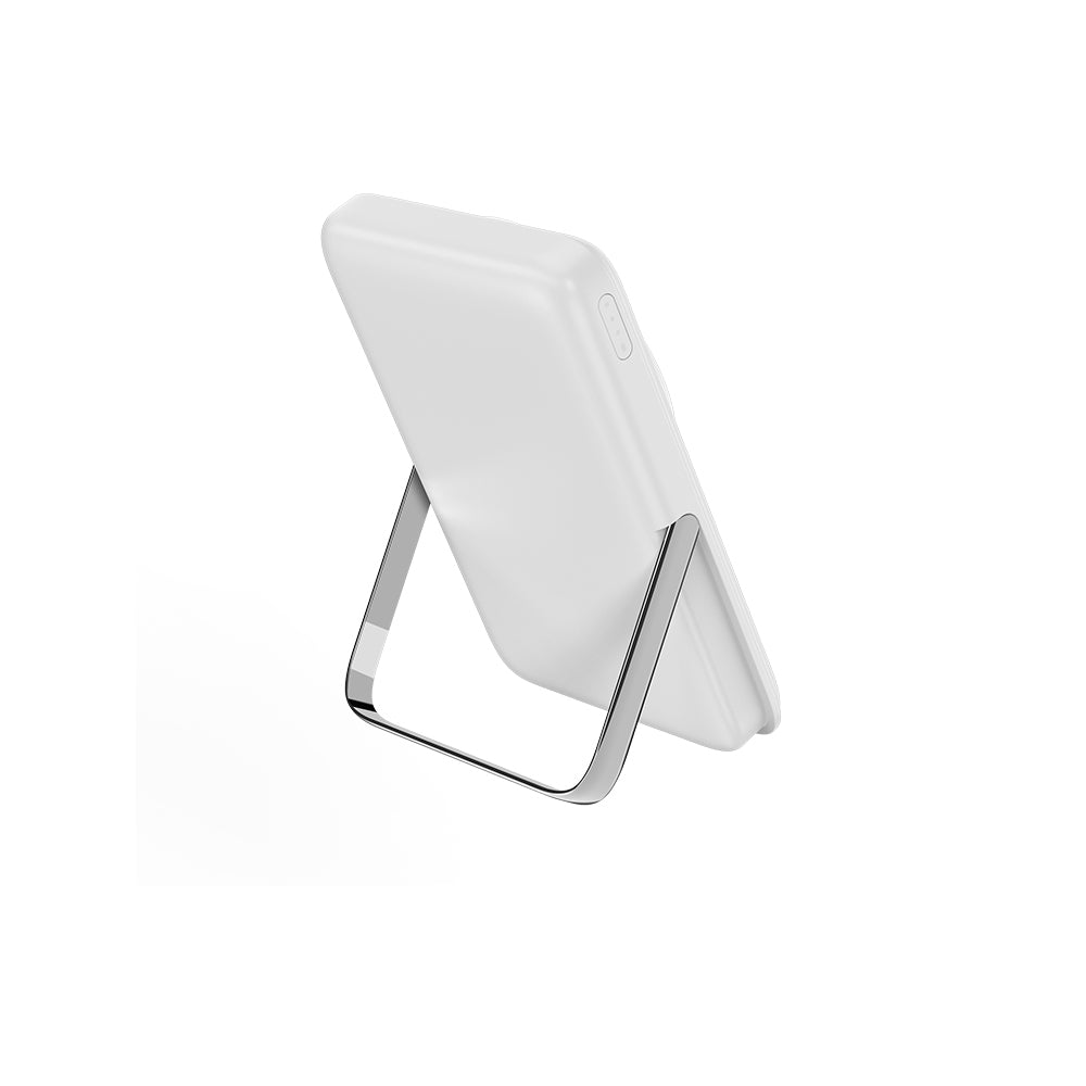 Wiwu Wi-P011 Gentleman Serisi LED Işık Göstergeli Standlı Kablosuz Powerbank 10.000mAh 15W Beyaz