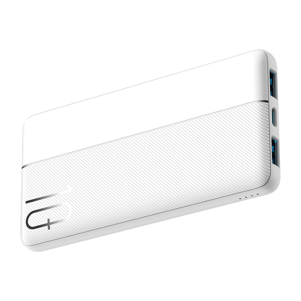 Wiwu Wi-P032 Dual USB-A ve Type-C PD LED Işık Göstergeli Taşınabilir Powerbank 10000mAh Beyaz