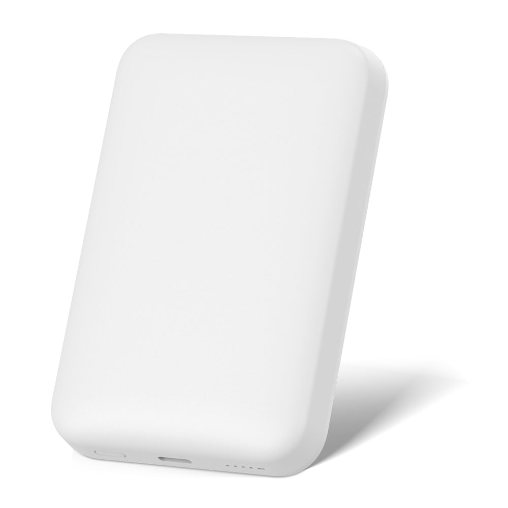 Wiwu Wi-P037 Qi Şarj Teknolojili LED Işık Göstergeli Magsafe Kablosuz Powerbank 5000mAh 15W Beyaz