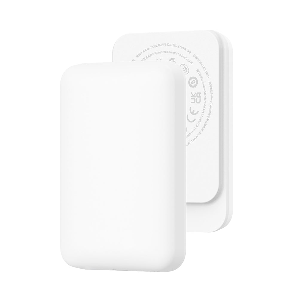 Wiwu Wi-P037 Qi Şarj Teknolojili LED Işık Göstergeli Magsafe Kablosuz Powerbank 5000mAh 15W Beyaz