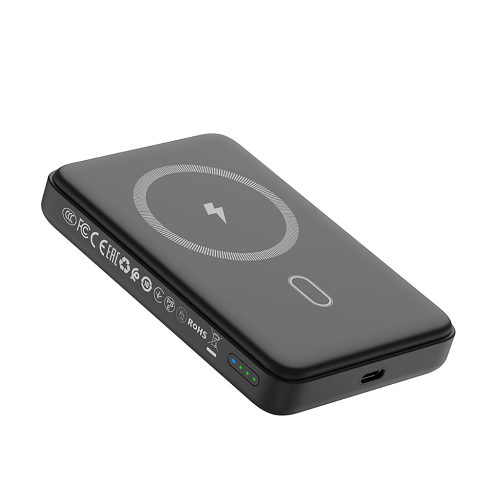 Wiwu Wi-P043 LED Işık Göstergeli Standlı Taşınabilir Magsafe Wireless Powerbank 10.000mAh 15W Siyah